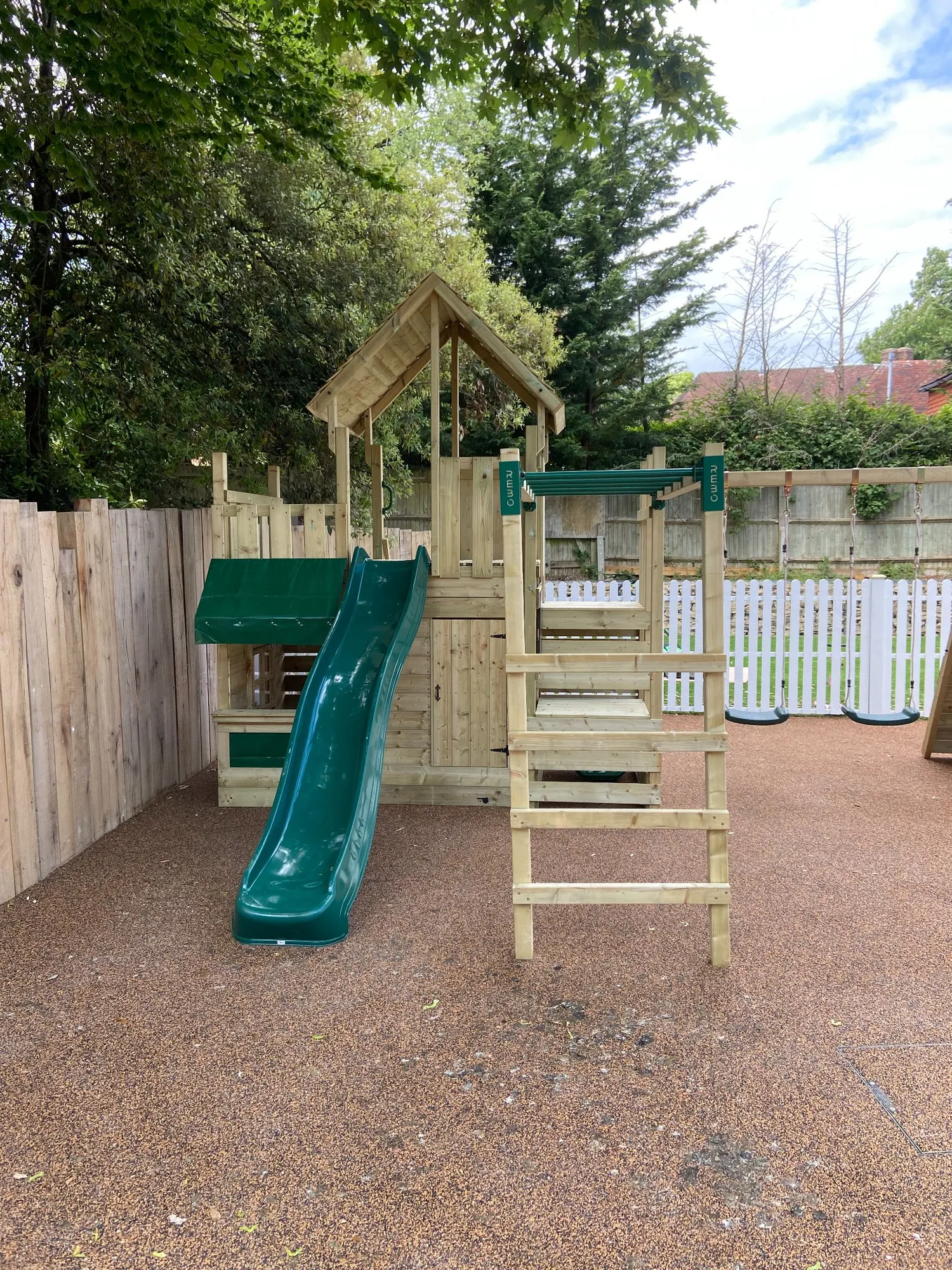 Oak sleeper wall beside the children's play area in Brighton and Hove